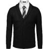 imageCOOFANDY Mens Shawl Collar Cardigan Sweater Slim Fit Button Down Cable Knitted Sweater with PocketsBlack
