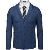 imageCOOFANDY Mens Shawl Collar Cardigan Sweater Slim Fit Button Down Cable Knitted Sweater with PocketsBlue