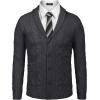 imageCOOFANDY Mens Shawl Collar Cardigan Sweater Slim Fit Button Down Cable Knitted Sweater with PocketsDark Grey