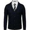 imageCOOFANDY Mens Shawl Collar Cardigan Sweater Slim Fit Button Down Cable Knitted Sweater with PocketsNavy Blue