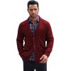 imageCOOFANDY Mens Shawl Collar Cardigan Sweater Slim Fit Button Down Cable Knitted Sweater with PocketsWine Red