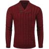 imageCOOFANDY Mens Shawl Collar Pullover Sweater Slim Fit Casual Button Cable Knit Sweaters1wine Red