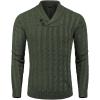 imageCOOFANDY Mens Shawl Collar Pullover Sweater Slim Fit Casual Button Cable Knit SweatersArmy Green