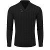 imageCOOFANDY Mens Shawl Collar Pullover Sweater Slim Fit Casual Button Cable Knit SweatersBlack