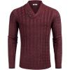 imageCOOFANDY Mens Shawl Collar Pullover Sweater Slim Fit Casual Button Cable Knit SweatersBurgundy