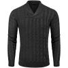 imageCOOFANDY Mens Shawl Collar Pullover Sweater Slim Fit Casual Button Cable Knit SweatersDark Grey