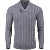 imageCOOFANDY Mens Shawl Collar Pullover Sweater Slim Fit Casual Button Cable Knit SweatersGrey