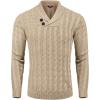 imageCOOFANDY Mens Shawl Collar Pullover Sweater Slim Fit Casual Button Cable Knit SweatersKhaki