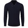 imageCOOFANDY Mens Shawl Collar Pullover Sweater Slim Fit Casual Button Cable Knit SweatersNavy Blue