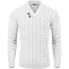 imageCOOFANDY Mens Shawl Collar Pullover Sweater Slim Fit Casual Button Cable Knit SweatersWhite