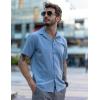imageCOOFANDY Mens Short Sleeve Button Down Shirts Casual Linen Summer Beach Shirt Wrinkle FreeBlue