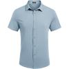 imageCOOFANDY Mens Short Sleeve Button Down Shirts Casual Linen Summer Beach Shirt Wrinkle FreeBlue