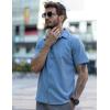 imageCOOFANDY Mens Short Sleeve Button Down Shirts Casual Linen Summer Beach Shirt Wrinkle FreeBlue