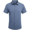 imageCOOFANDY Mens Short Sleeve Button Down Shirts Casual Linen Summer Beach Shirt Wrinkle FreeDark Blue
