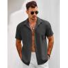 imageCOOFANDY Mens Short Sleeve Button Down Shirts Casual Linen Summer Beach Shirt Wrinkle FreeDark Gray