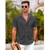 imageCOOFANDY Mens Short Sleeve Button Down Shirts Casual Linen Summer Beach Shirt Wrinkle FreeDark Gray