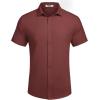 imageCOOFANDY Mens Short Sleeve Button Down Shirts Casual Linen Summer Beach Shirt Wrinkle FreeDark Red