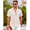 imageCOOFANDY Mens Short Sleeve Button Down Shirts Casual Linen Summer Beach Shirt Wrinkle FreeKhaki