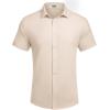 imageCOOFANDY Mens Short Sleeve Button Down Shirts Casual Linen Summer Beach Shirt Wrinkle FreeKhaki