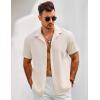imageCOOFANDY Mens Short Sleeve Button Down Shirts Casual Linen Summer Beach Shirt Wrinkle FreeKhaki