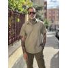imageCOOFANDY Mens Short Sleeve Button Down Shirts Casual Linen Summer Beach Shirt Wrinkle FreeOlive Green