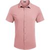 imageCOOFANDY Mens Short Sleeve Button Down Shirts Casual Linen Summer Beach Shirt Wrinkle FreePink