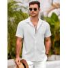 imageCOOFANDY Mens Short Sleeve Button Down Shirts Casual Linen Summer Beach Shirt Wrinkle FreeWhite