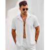 imageCOOFANDY Mens Short Sleeve Button Down Shirts Casual Linen Summer Beach Shirt Wrinkle FreeWhite