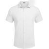 imageCOOFANDY Mens Short Sleeve Button Down Shirts Casual Linen Summer Beach Shirt Wrinkle FreeWhite