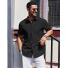 imageCOOFANDY Mens Short Sleeve Button Down Shirts Casual Summer Beach Shirt Wedding Dress Shirts with PocketBlack