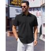 imageCOOFANDY Mens Short Sleeve Button Down Shirts Casual Summer Beach Shirt Wedding Dress Shirts with PocketBlack