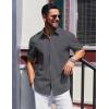 imageCOOFANDY Mens Short Sleeve Button Down Shirts Casual Summer Beach Shirt Wedding Dress Shirts with PocketDark Grey
