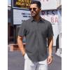 imageCOOFANDY Mens Short Sleeve Button Down Shirts Casual Summer Beach Shirt Wedding Dress Shirts with PocketDark Grey