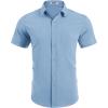 imageCOOFANDY Mens Short Sleeve Button Down Shirts Casual Summer Beach Shirt Wedding Dress Shirts with PocketLight Blue