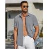 imageCOOFANDY Mens Short Sleeve Button Down Shirts Casual Summer Beach Shirt Wedding Dress Shirts with PocketLight Grey