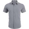 imageCOOFANDY Mens Short Sleeve Button Down Shirts Casual Summer Beach Shirt Wedding Dress Shirts with PocketLight Grey