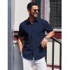 imageCOOFANDY Mens Short Sleeve Button Down Shirts Casual Summer Beach Shirt Wedding Dress Shirts with PocketNavy Blue