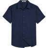 imageCOOFANDY Mens Short Sleeve Button Down Shirts Casual Summer Beach Shirt Wedding Dress Shirts with PocketNavy Blue
