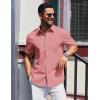 imageCOOFANDY Mens Short Sleeve Button Down Shirts Casual Summer Beach Shirt Wedding Dress Shirts with PocketPink