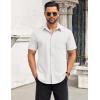 imageCOOFANDY Mens Short Sleeve Button Down Shirts Casual Summer Beach Shirt Wedding Dress Shirts with PocketWhite