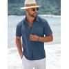 imageCOOFANDY Mens Short Sleeve Button Down Shirts Summer Casual Textured Shirt Vacation Beach Wedding Shirts with PocketGray Blue