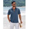 imageCOOFANDY Mens Short Sleeve Button Down Shirts Summer Casual Textured Shirt Vacation Beach Wedding Shirts with PocketGray Blue