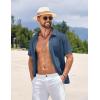 imageCOOFANDY Mens Short Sleeve Button Down Shirts Summer Casual Textured Shirt Vacation Beach Wedding Shirts with PocketGray Blue
