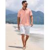 imageCOOFANDY Mens Short Sleeve Button Down Shirts Summer Casual Textured Shirt Vacation Beach Wedding Shirts with PocketPink