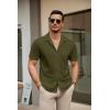 imageCOOFANDY Mens Short Sleeve Dress Shirts Button Down Untucked Wrinkle Free Shirts Casual Summer Shirt with PocketArmy Green