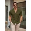imageCOOFANDY Mens Short Sleeve Dress Shirts Button Down Untucked Wrinkle Free Shirts Casual Summer Shirt with PocketArmy Green