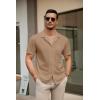 imageCOOFANDY Mens Short Sleeve Dress Shirts Button Down Untucked Wrinkle Free Shirts Casual Summer Shirt with PocketKhaki