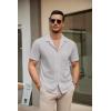 imageCOOFANDY Mens Short Sleeve Dress Shirts Button Down Untucked Wrinkle Free Shirts Casual Summer Shirt with PocketLight Gray