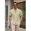 imageCOOFANDY Mens Short Sleeve Dress Shirts Button Down Untucked Wrinkle Free Shirts Casual Summer Shirt with PocketLight Green