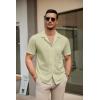 imageCOOFANDY Mens Short Sleeve Dress Shirts Button Down Untucked Wrinkle Free Shirts Casual Summer Shirt with PocketLight Green